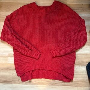 American Eagle Outfitters Oversized Red Crew Neck Sweater